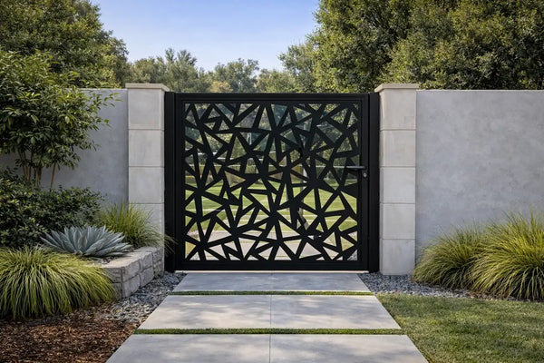 Laser-cut ornamental aluminum fence and gate
