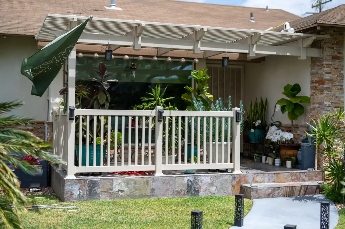 Vinyl fencing around an outdoor living space